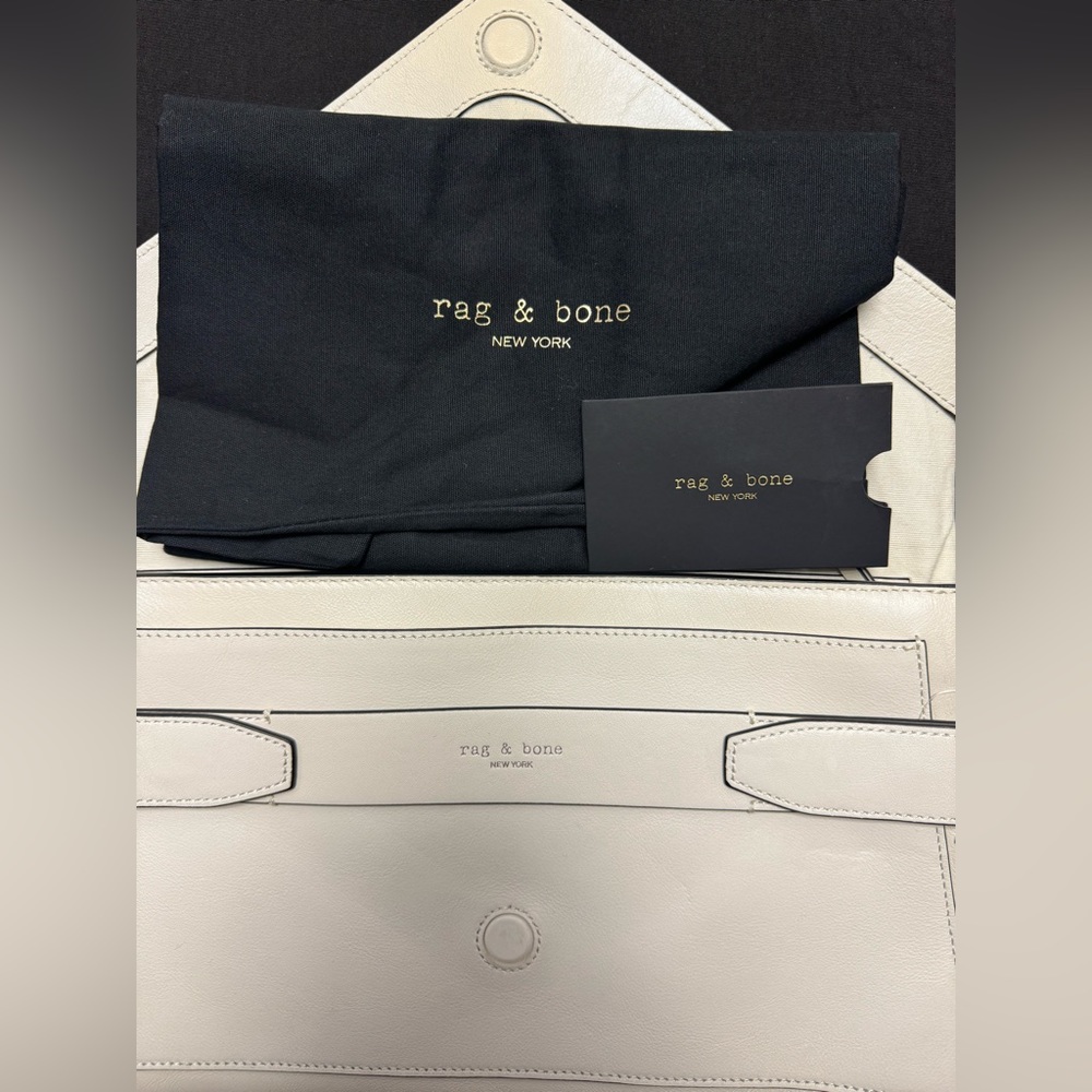 rag & bone Cream Leather Envelope Clutch - Picture 13 of 14